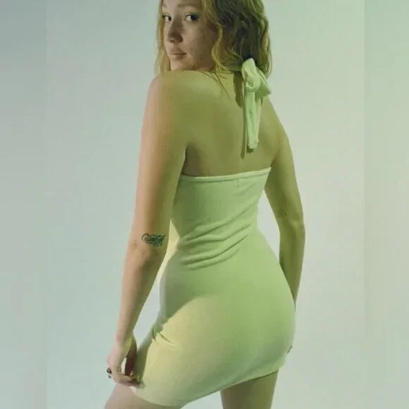 Juicy Couture Yellow Terry Cloth Dress Coverup Exclusive UO S NWT Keyhole Mini - Picture 4 of 7